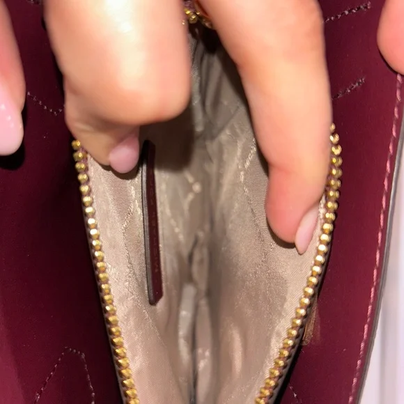 Michael Kors Mercer Medium Messenger Satchel Brown MK Logo Merlot Leather Crossb - Picture 5 of 6